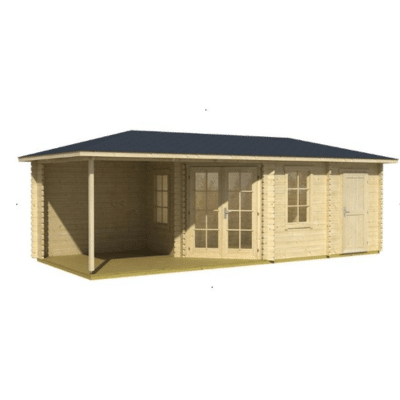 Zahradní domek s valbovou střechou a terasou - Interier rozdělen na dvě části